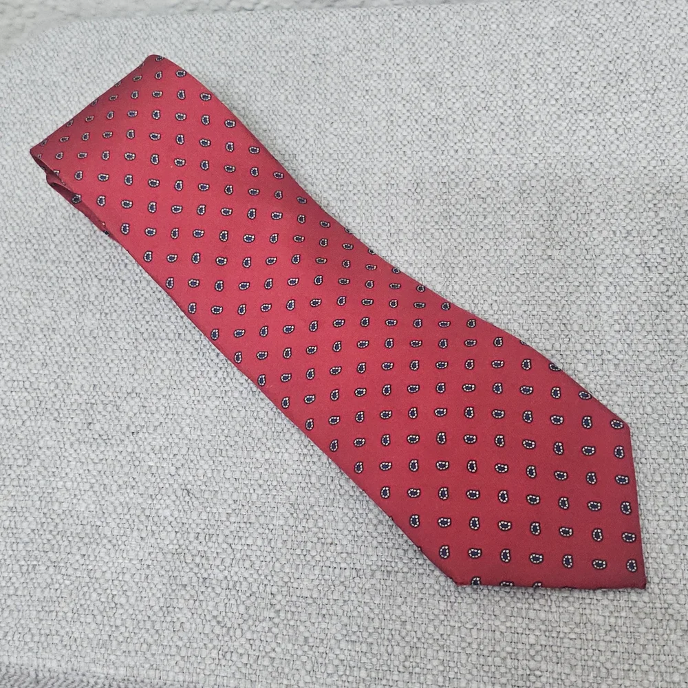 Givenchy Monsieur 90s Red Silk Tie Classic Pattern Designer Tie